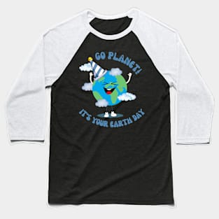 Groovy Go Planet Its Your Earth Day 2024 Teacher Kids Baseball T-Shirt
